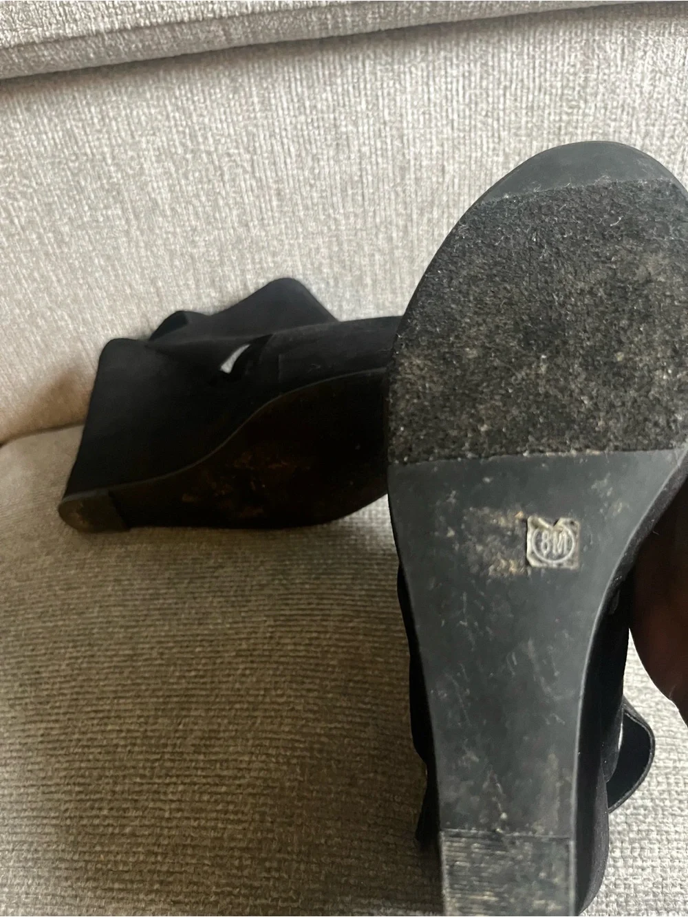 Chinese Laundry Black Suede Open-Toe Platform Slingbacks